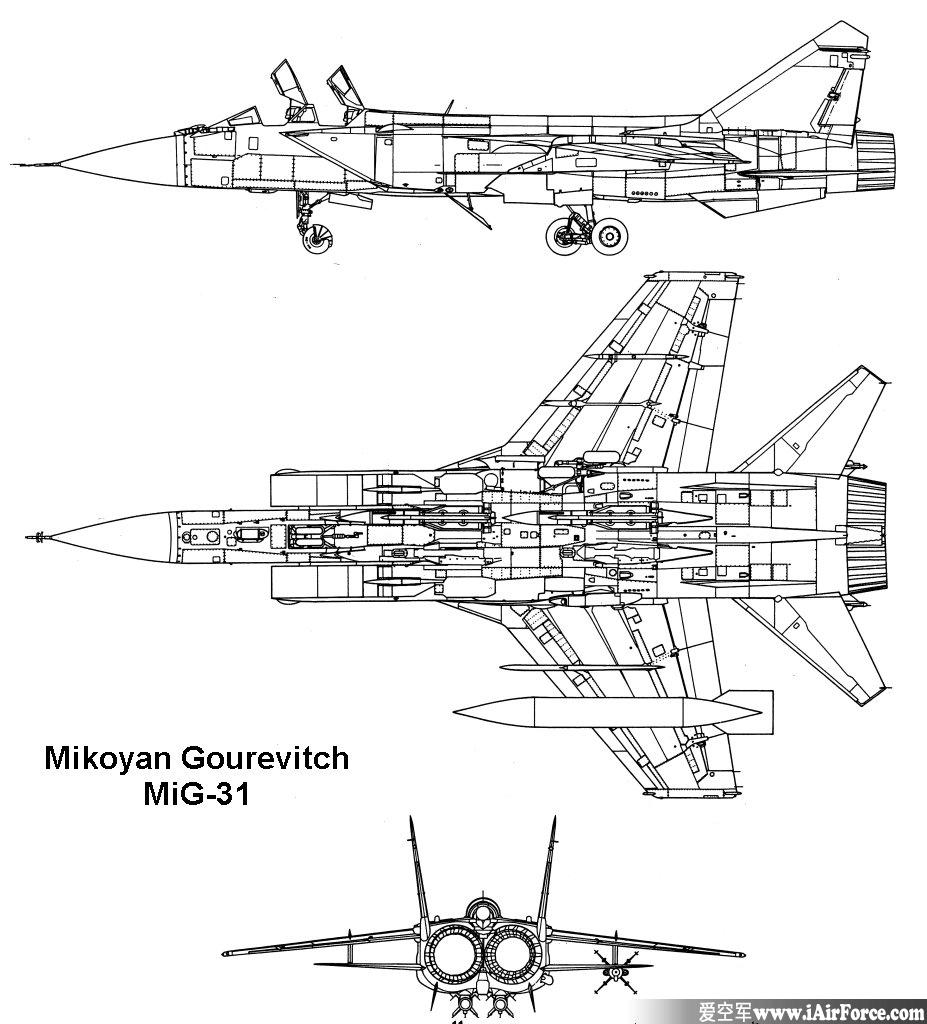 米格-31 战斗机 Mig-31 三视图