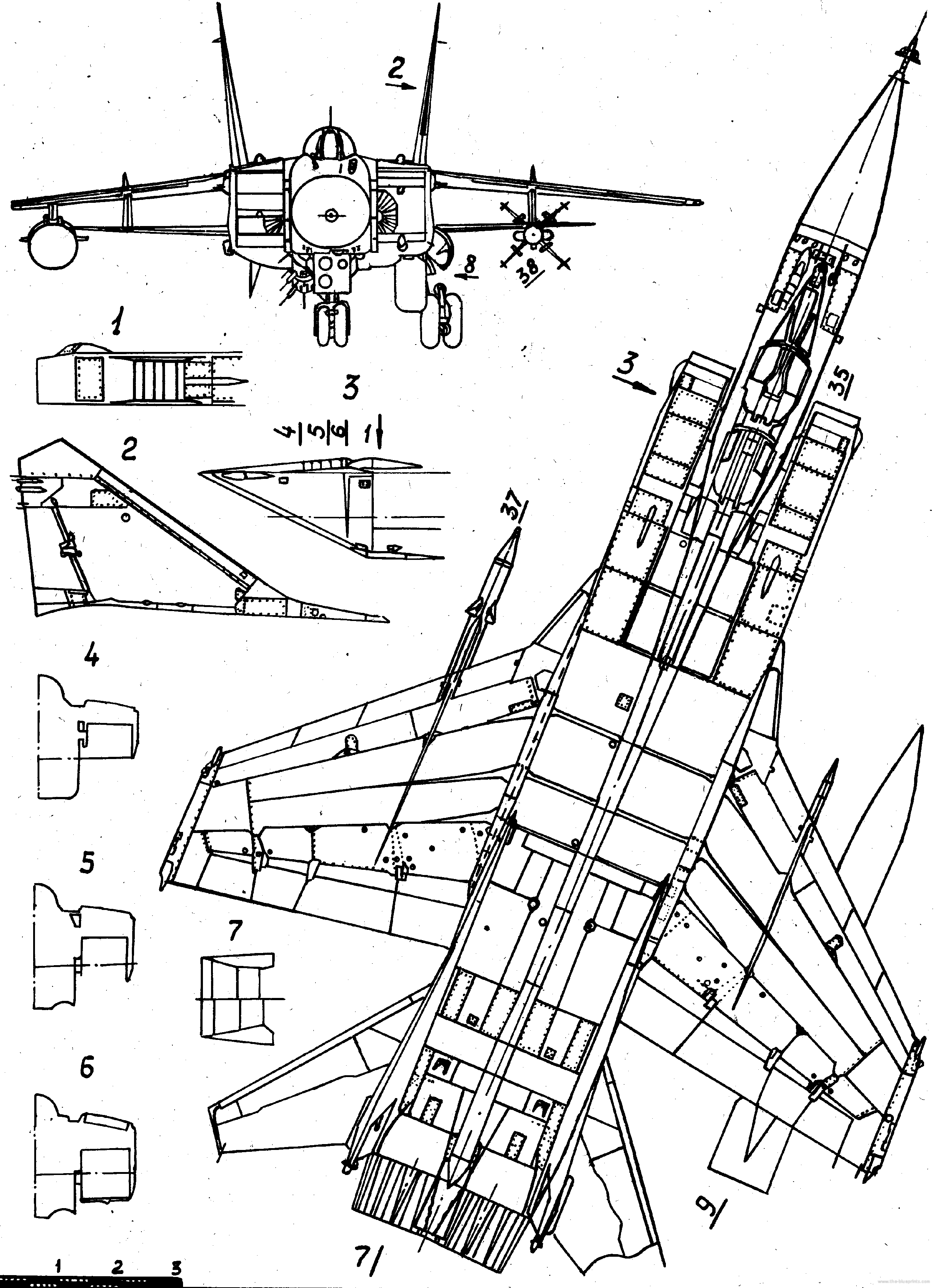 米格-31 战斗机  Mig-31 剖面图 截面图