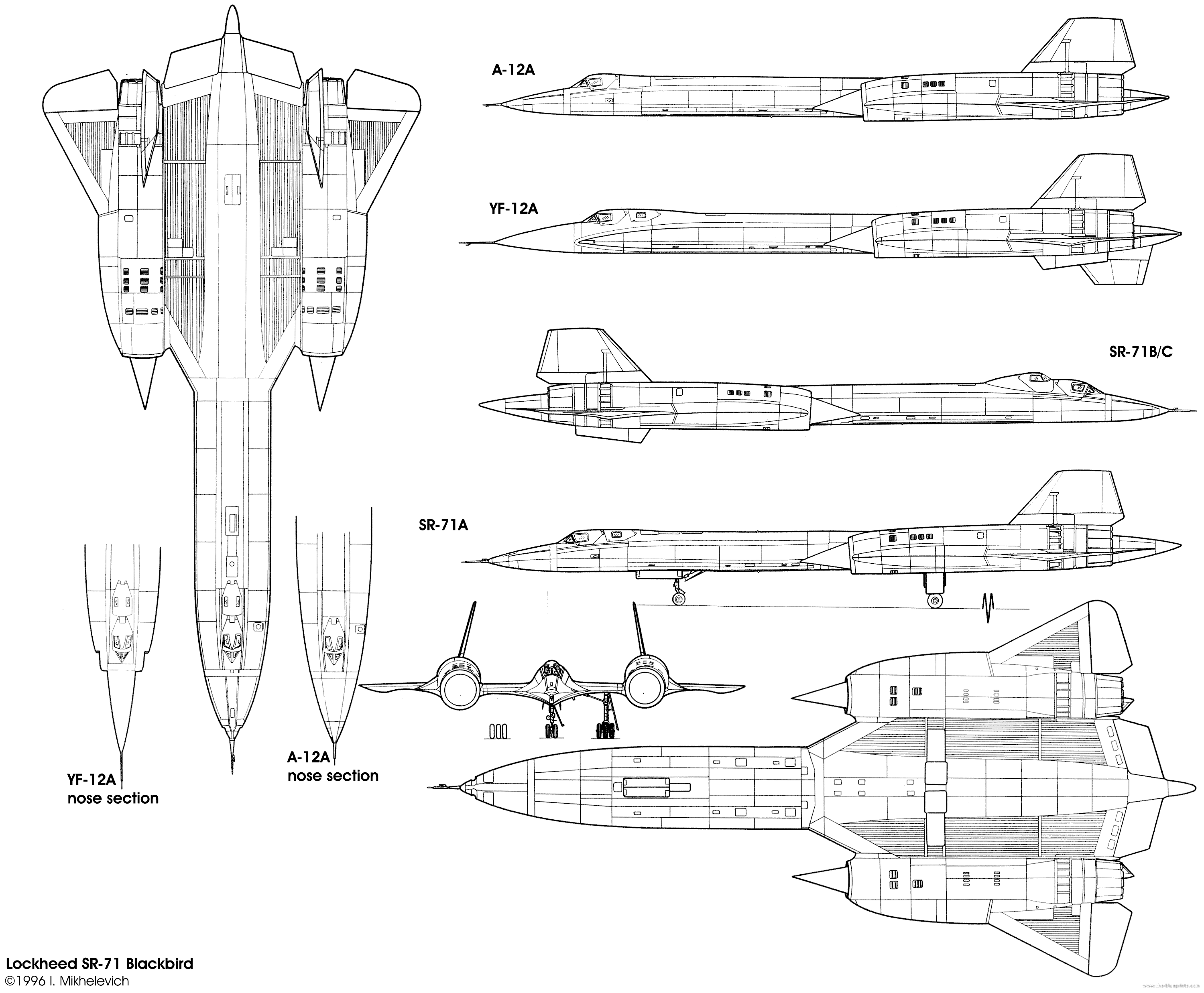 SR-71黑鸟战略侦察机 三视图
